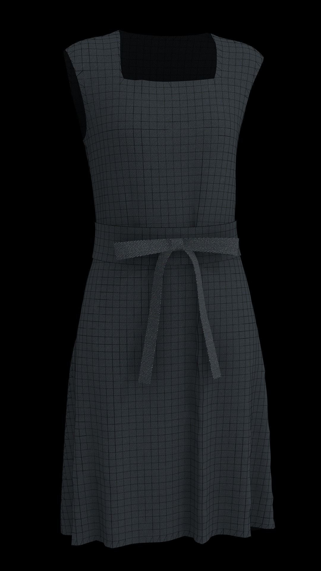 Denim Dress Low-poly 3D model_4