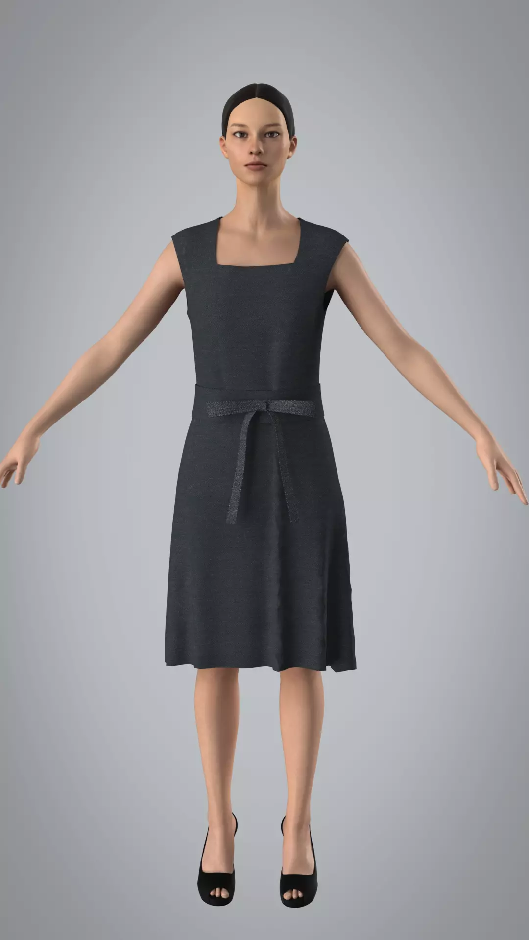 Denim Dress Low-poly 3D model_0
