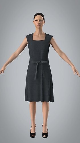 Denim Dress Low-poly 3D model