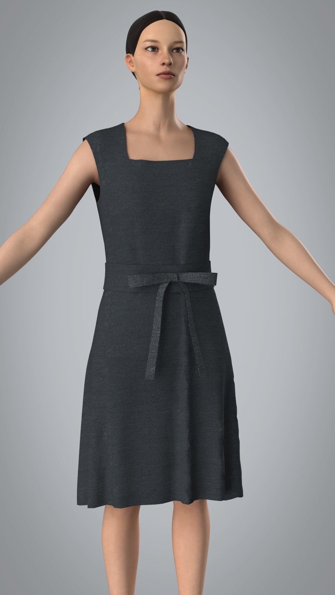 Denim Dress Low-poly 3D model_6