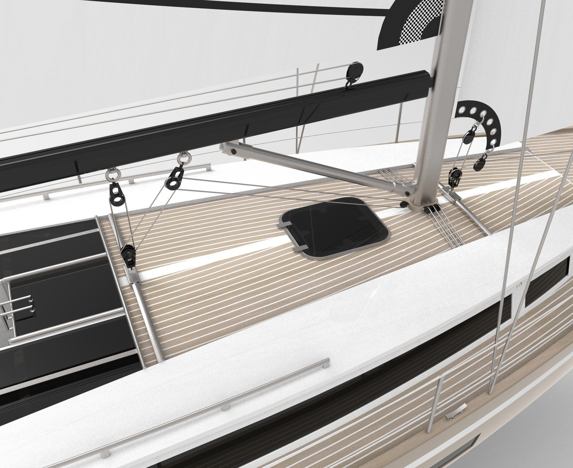 Deck Saloon Sloop Sailboat 3D model_8
