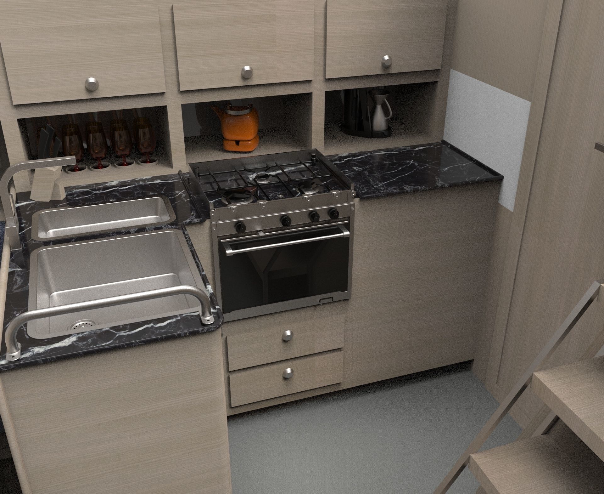 Deck Saloon Sloop Sailboat 3D model_2