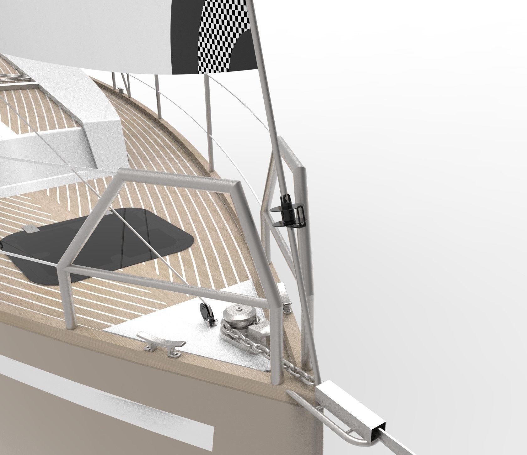 Deck Saloon Sloop Sailboat 3D model_9