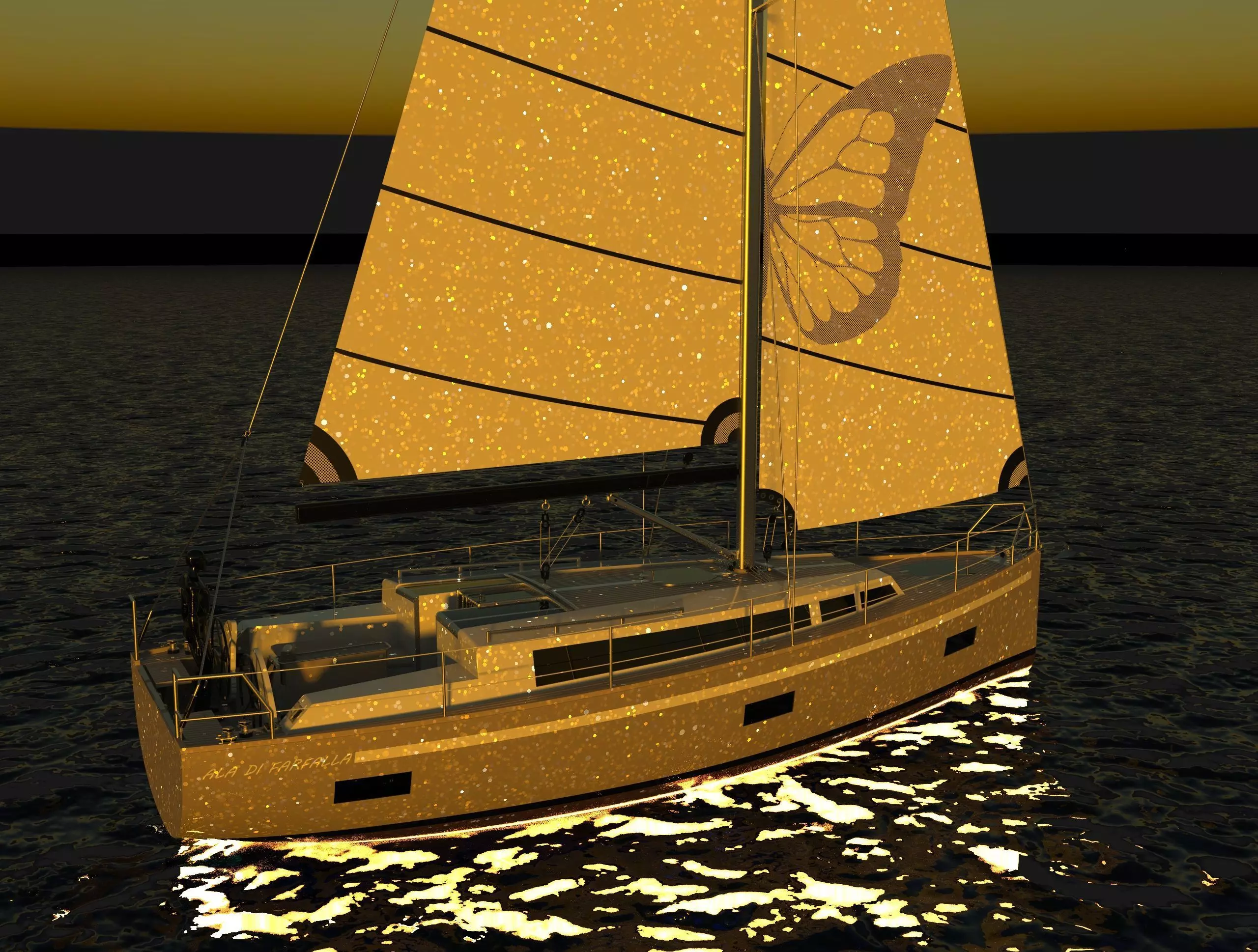 Deck Saloon Sloop Sailboat 3D model_0