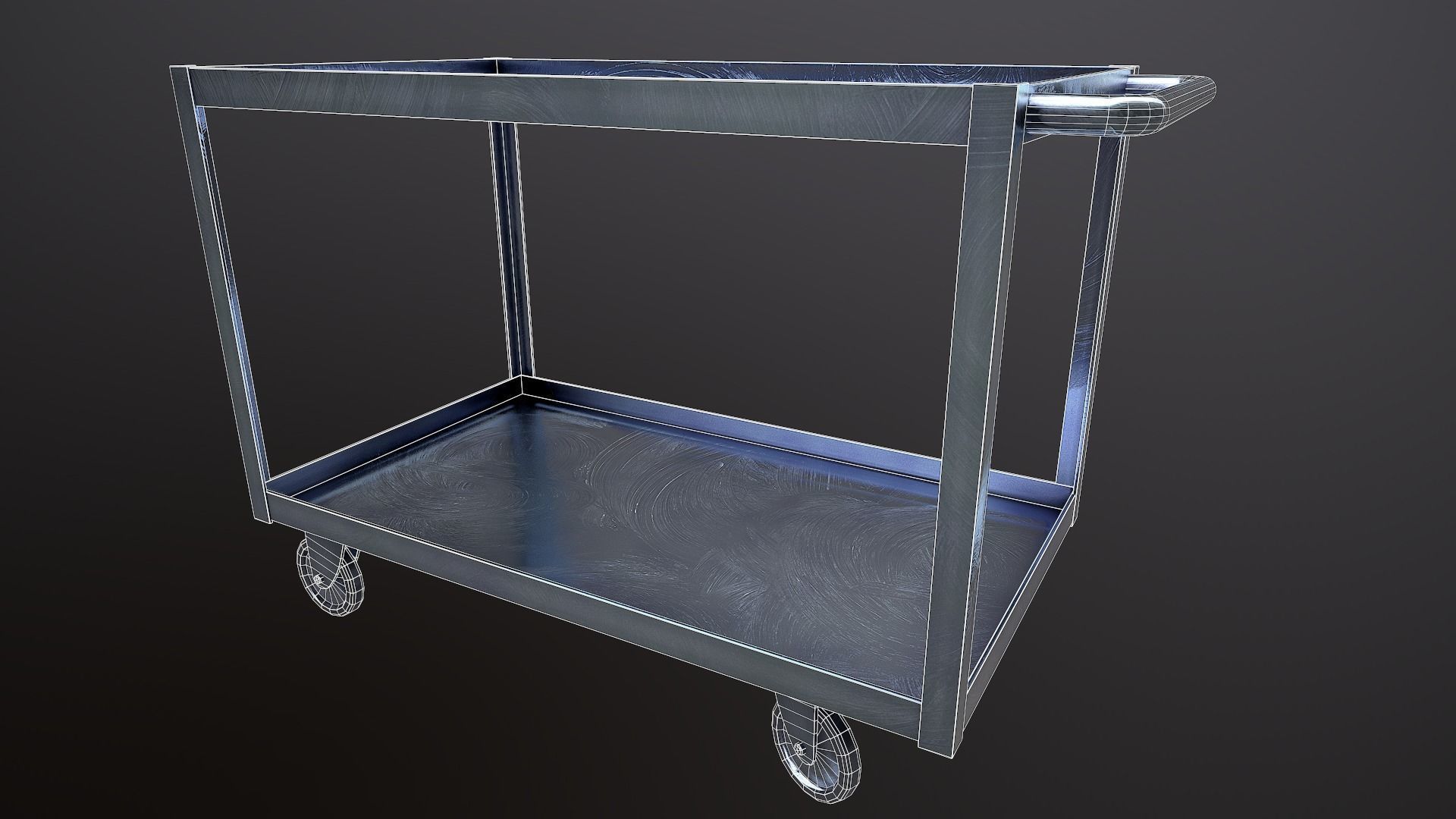 Metal Trolley Low-poly 3D model_7