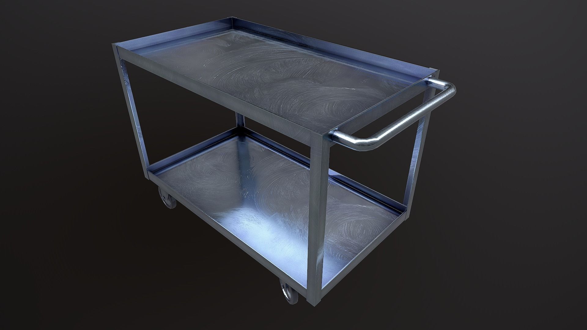 Metal Trolley Low-poly 3D model_3