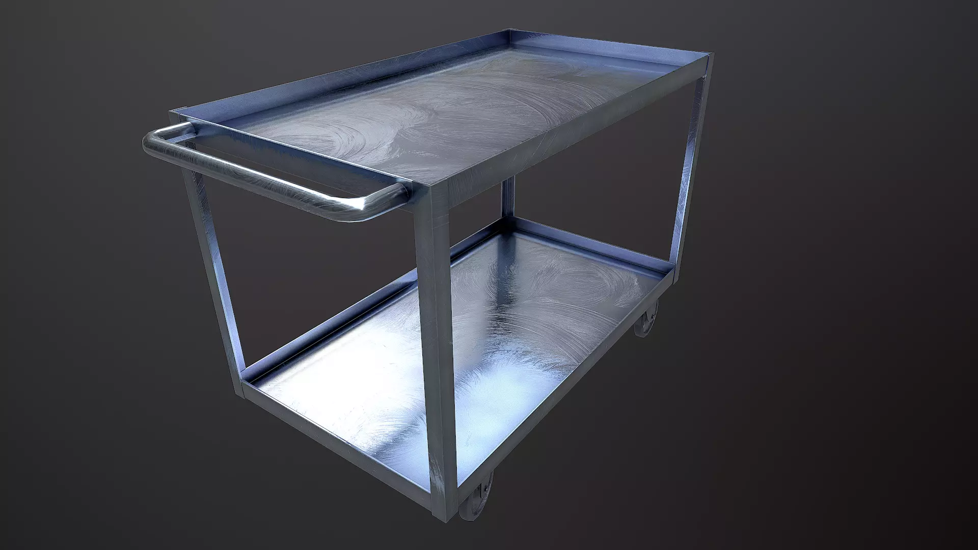 Metal Trolley Low-poly 3D model_0