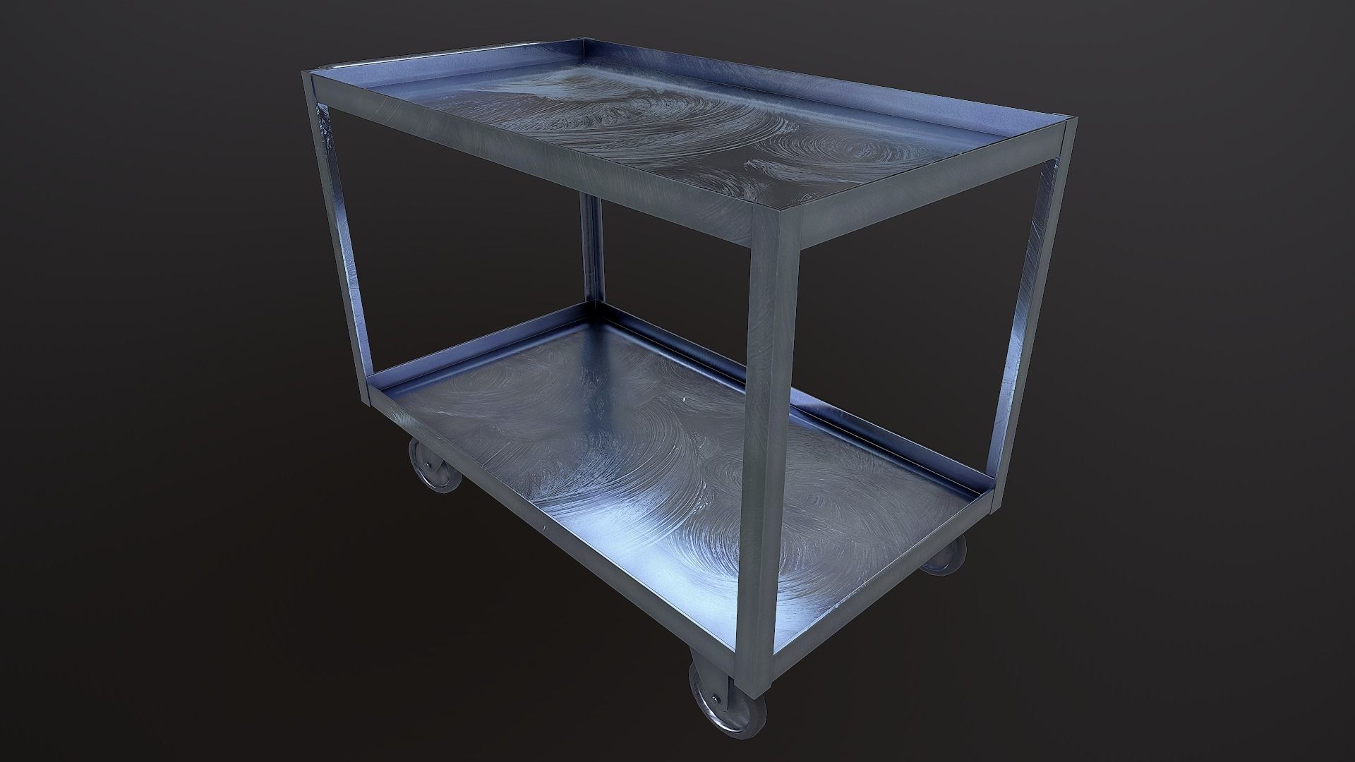 Metal Trolley Low-poly 3D model_5
