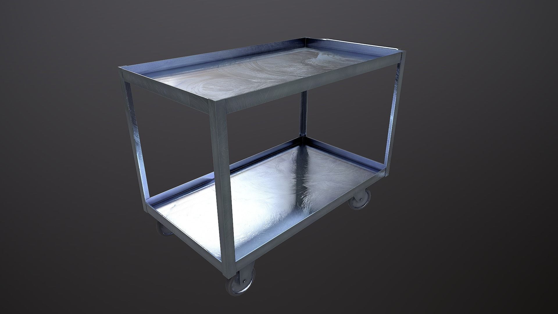 Metal Trolley Low-poly 3D model_1