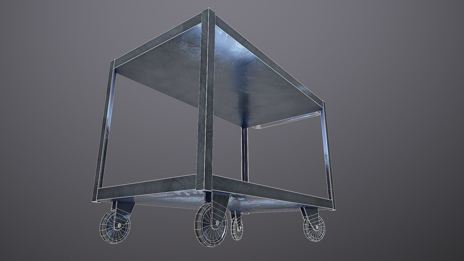 Metal Trolley Low-poly 3D model_8