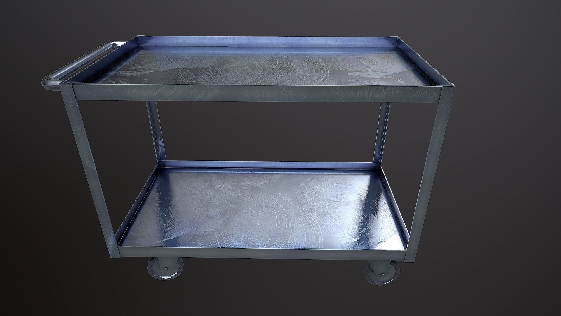 Metal Trolley Low-poly 3D model_4