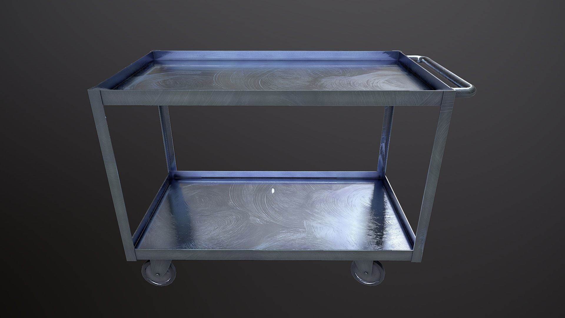 Metal Trolley Low-poly 3D model_2