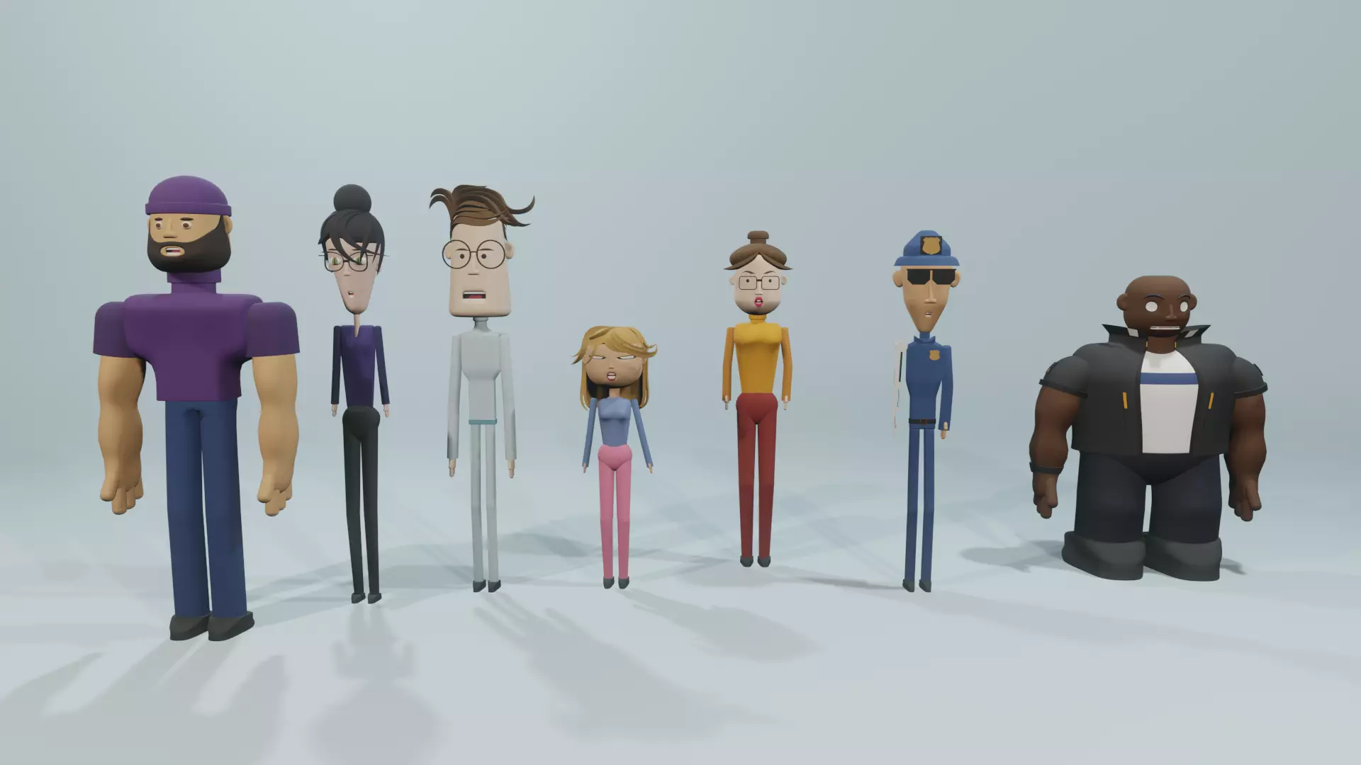 Cartoon style Blender characters Low-poly 3D model_0