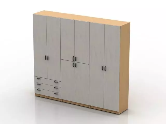 Bibliotheque wardrobe with drawers and doors 3D model_0
