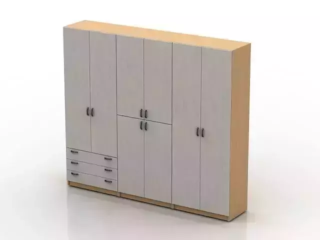Bibliotheque wardrobe with drawers and doors 3D model