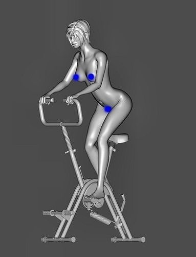 Naked Woman on Fitness Bike Free 3D print model