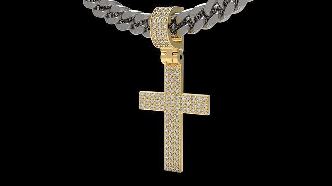 Ice Cross Pendant Round Diamond  3D print model