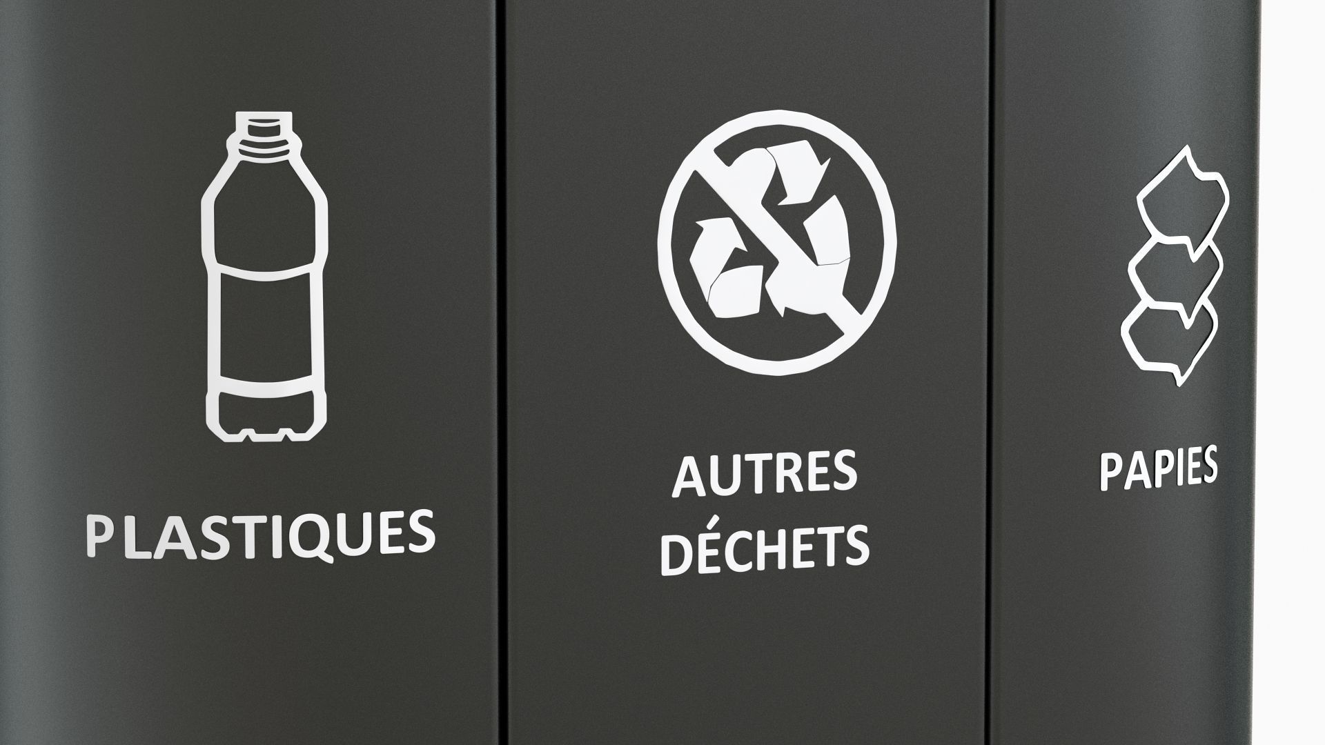 MALMO Office Waste Recycling Bin with 3 Containers 3D model_6