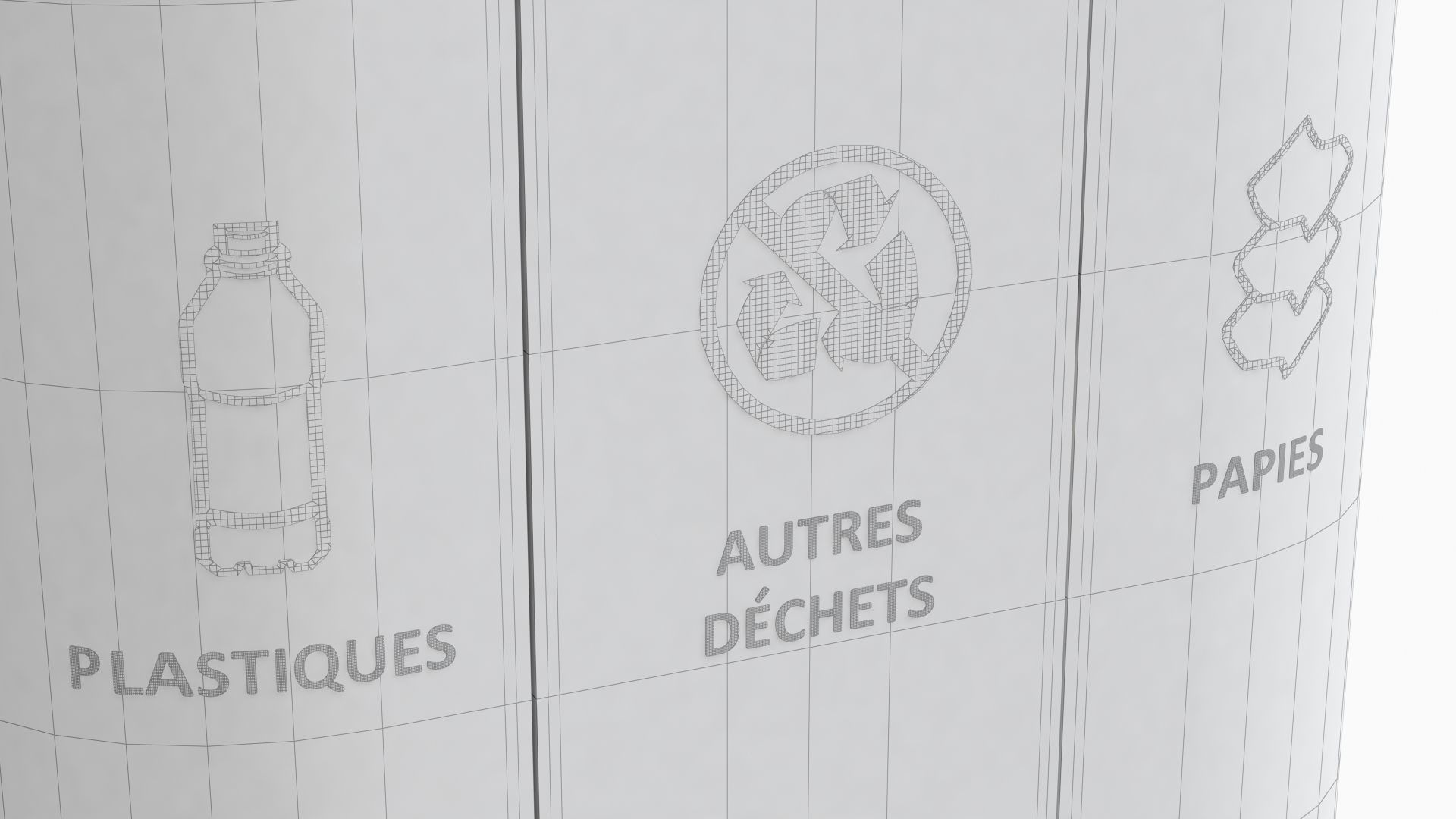 MALMO Office Waste Recycling Bin with 3 Containers 3D model_11