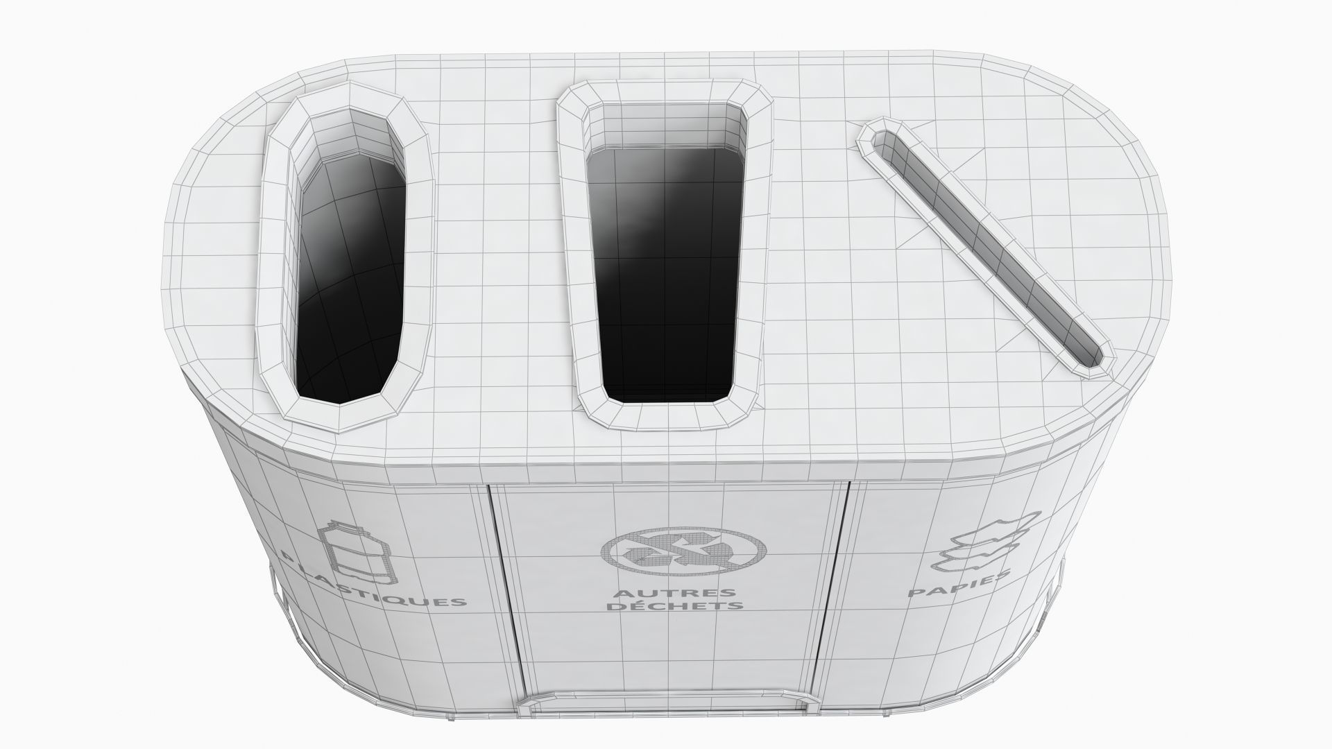 MALMO Office Waste Recycling Bin with 3 Containers 3D model_10