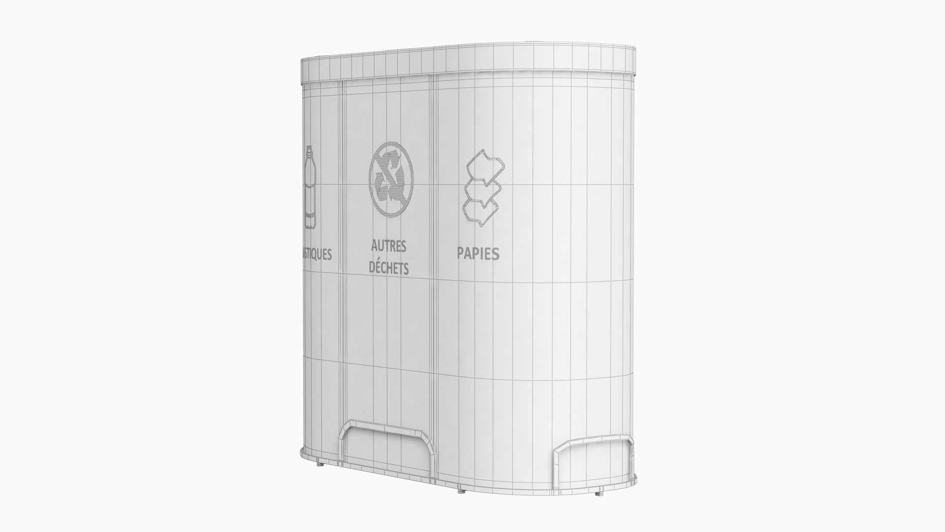 MALMO Office Waste Recycling Bin with 3 Containers 3D model_9