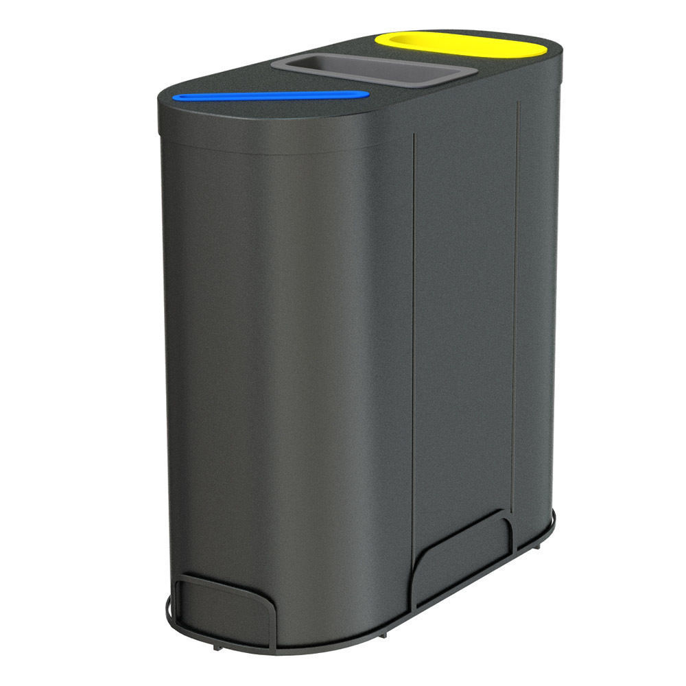 MALMO Office Waste Recycling Bin with 3 Containers 3D model_3