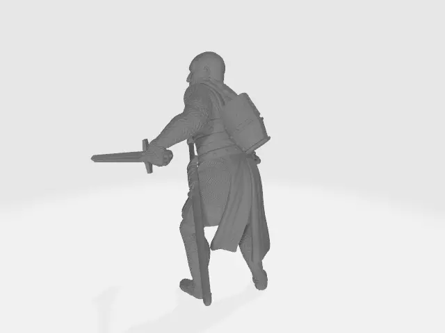Medieval knight with mace and dagger 3D print model_0