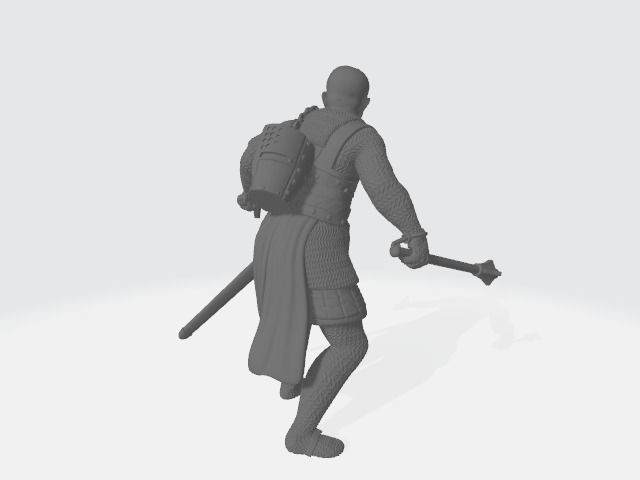 Medieval knight with mace and dagger 3D print model_3