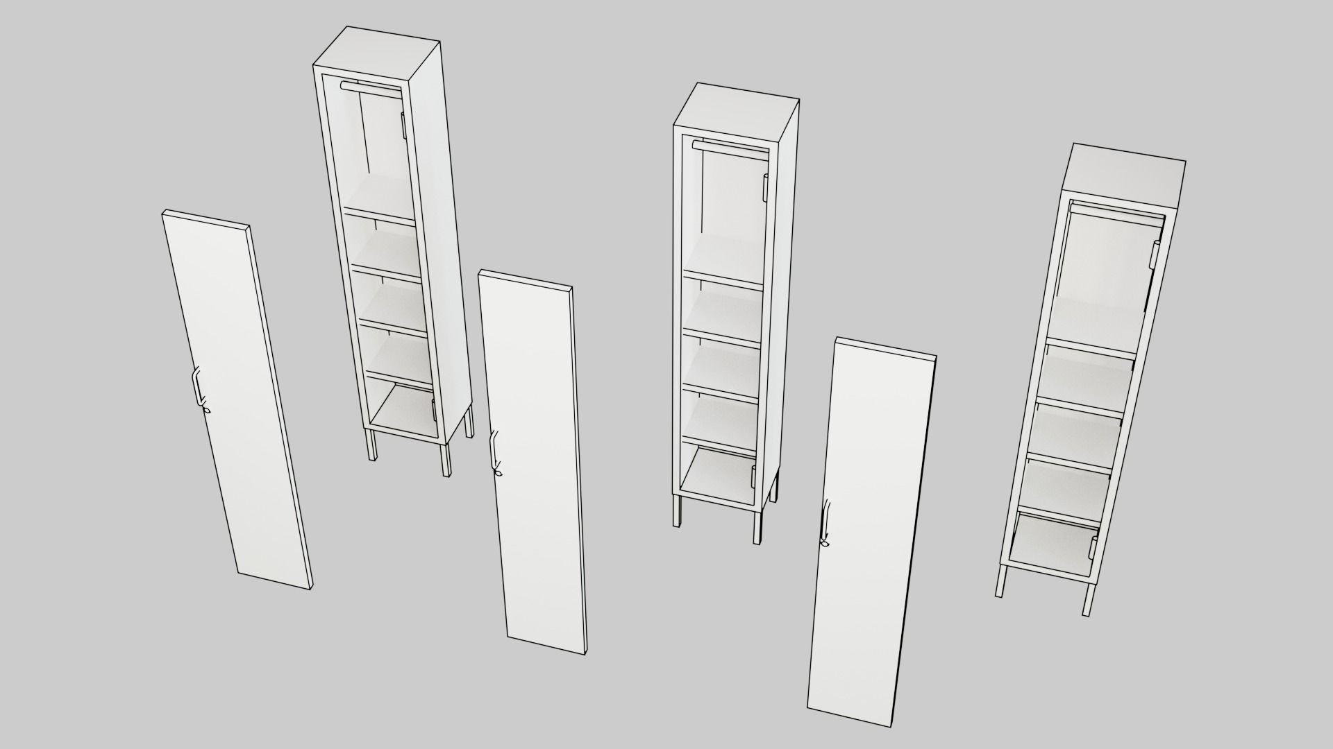 Abandoned Locker Low-poly 3D model_4