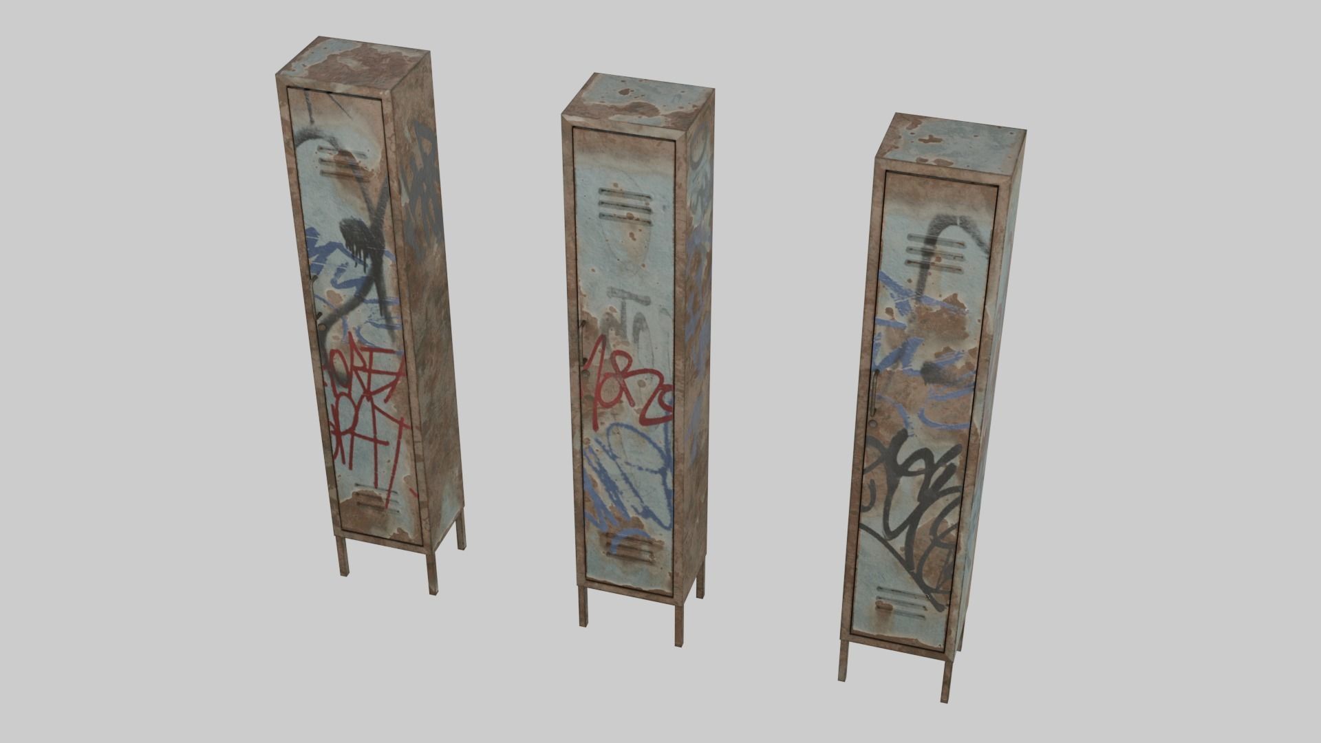Abandoned Locker Low-poly 3D model_2