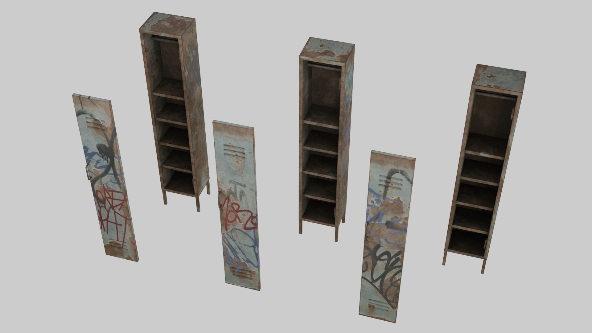 Abandoned Locker Low-poly 3D model_3