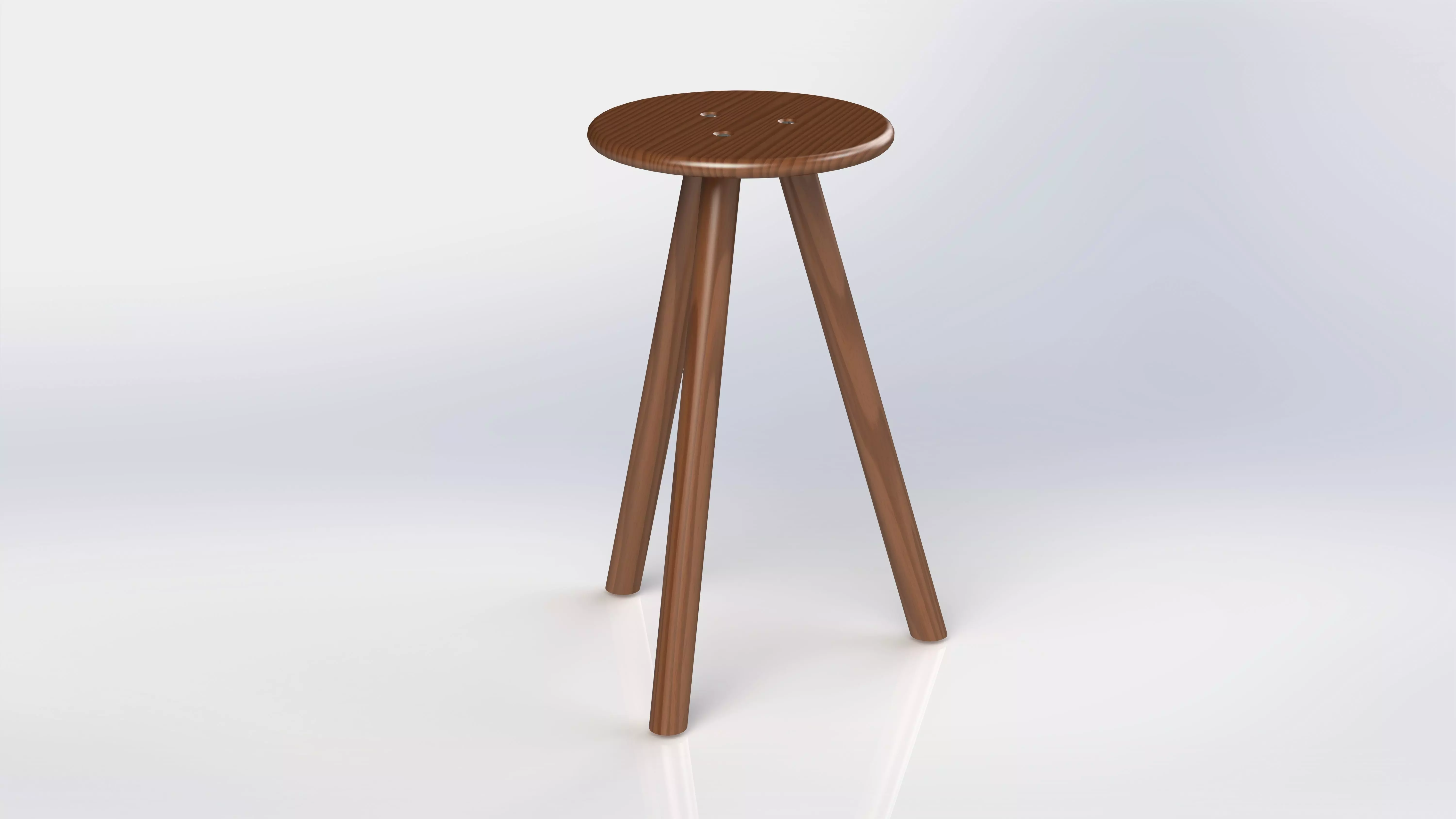 STOOL wooden with two legs 3D model_0