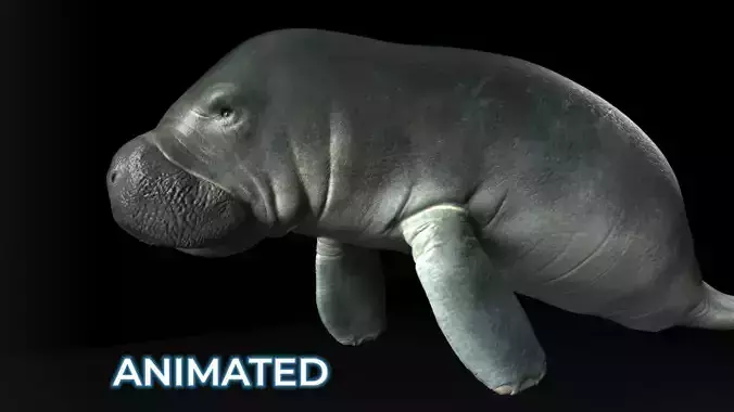 Manatee with Octane 3DS Max Support  Low-poly 3D model