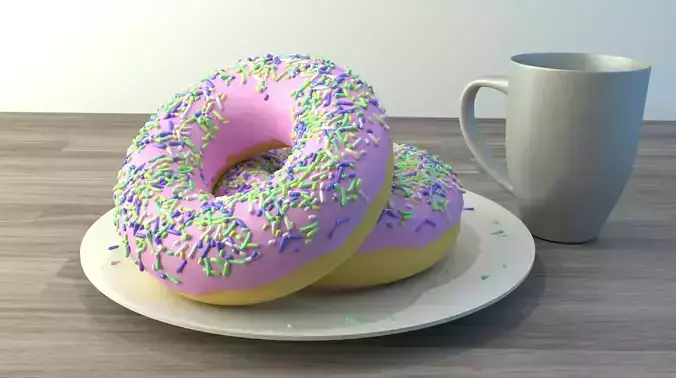 a dounut and a mug 3D model