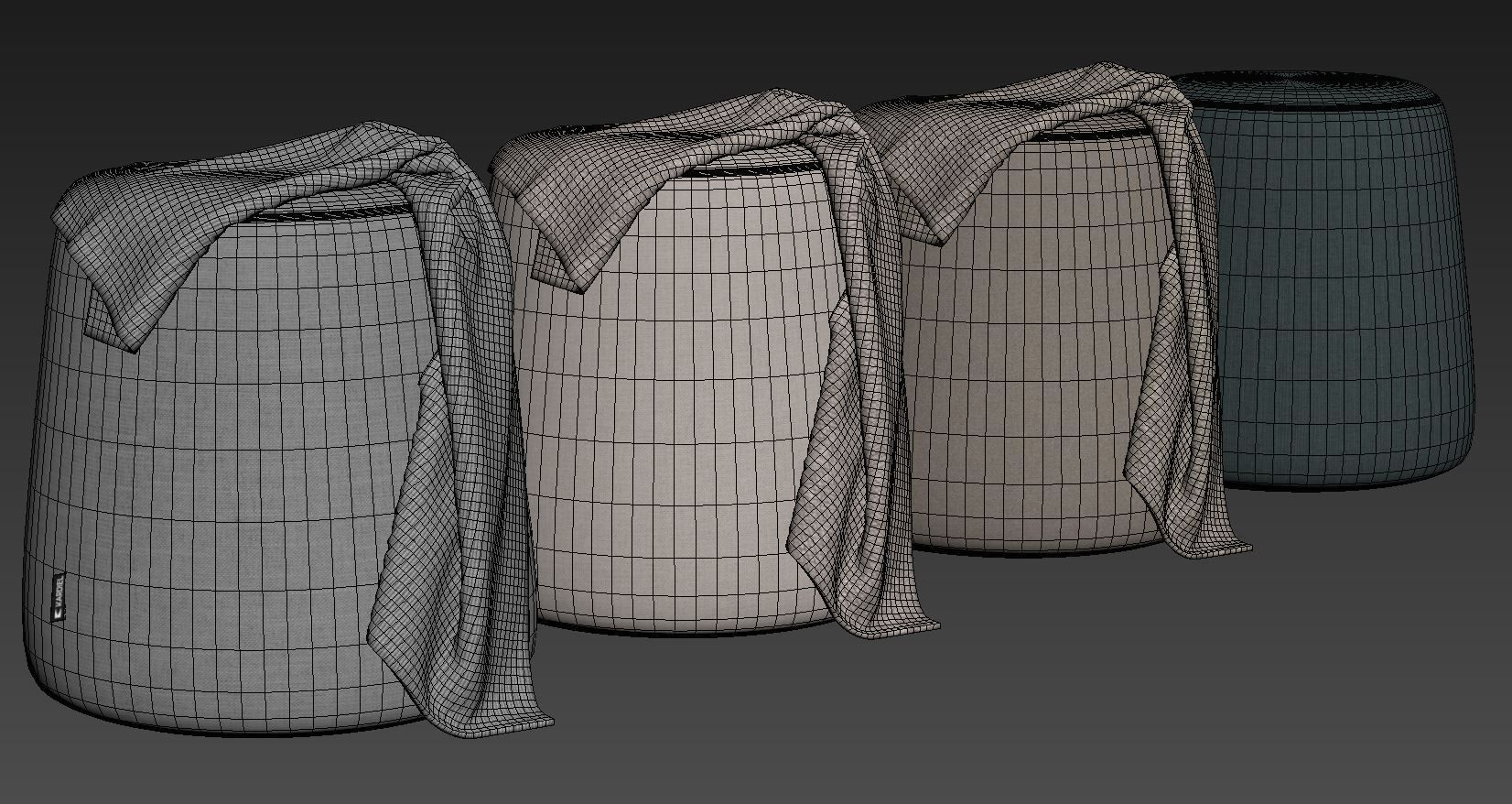 Thimble 500mm Fabric Ottoman 3D model_16