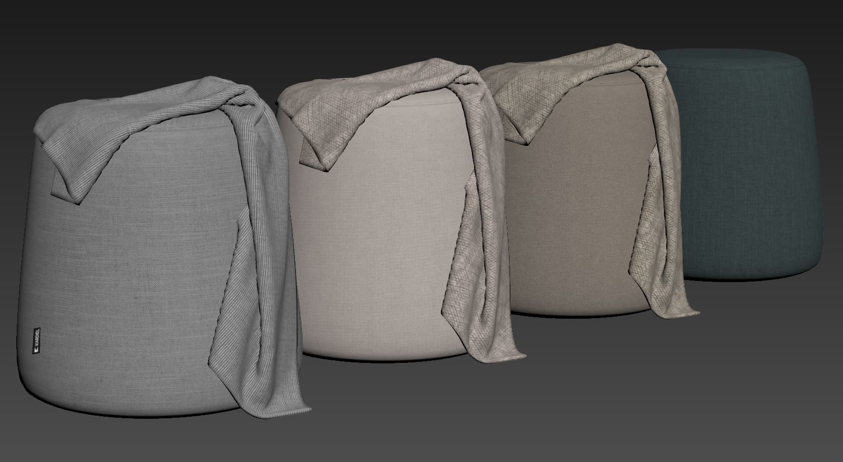 Thimble 500mm Fabric Ottoman 3D model_15