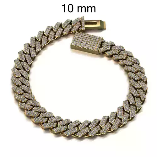 10 MM CUBAN LINK CHAIN 2 ROWS DIAMOND BRACELET OR NECKLACE 3D print model