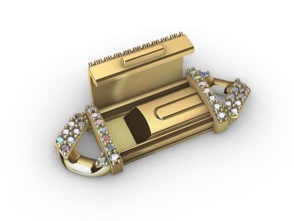 10 MM CUBAN LINK CHAIN 2 ROWS DIAMOND BRACELET OR NECKLACE 3D print model_13