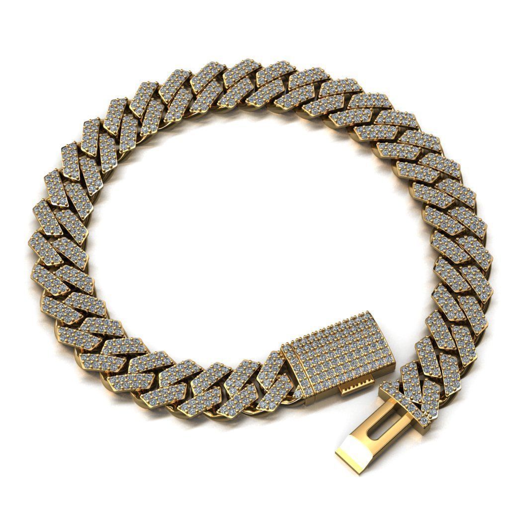 10 MM CUBAN LINK CHAIN 2 ROWS DIAMOND BRACELET OR NECKLACE 3D print model_4