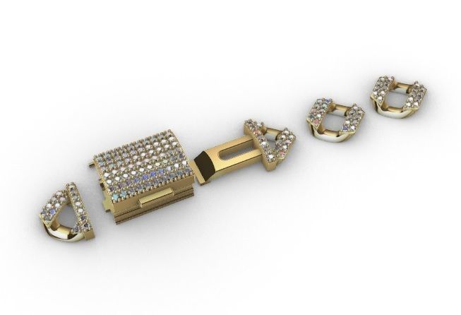 10 MM CUBAN LINK CHAIN 2 ROWS DIAMOND BRACELET OR NECKLACE 3D print model_15