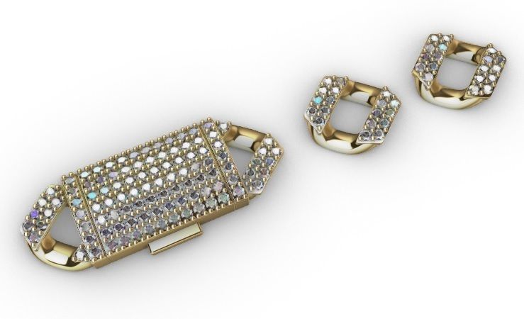 10 MM CUBAN LINK CHAIN 2 ROWS DIAMOND BRACELET OR NECKLACE 3D print model_12