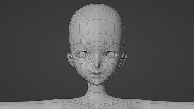 Anime Girl Base Model Low-poly 3D model