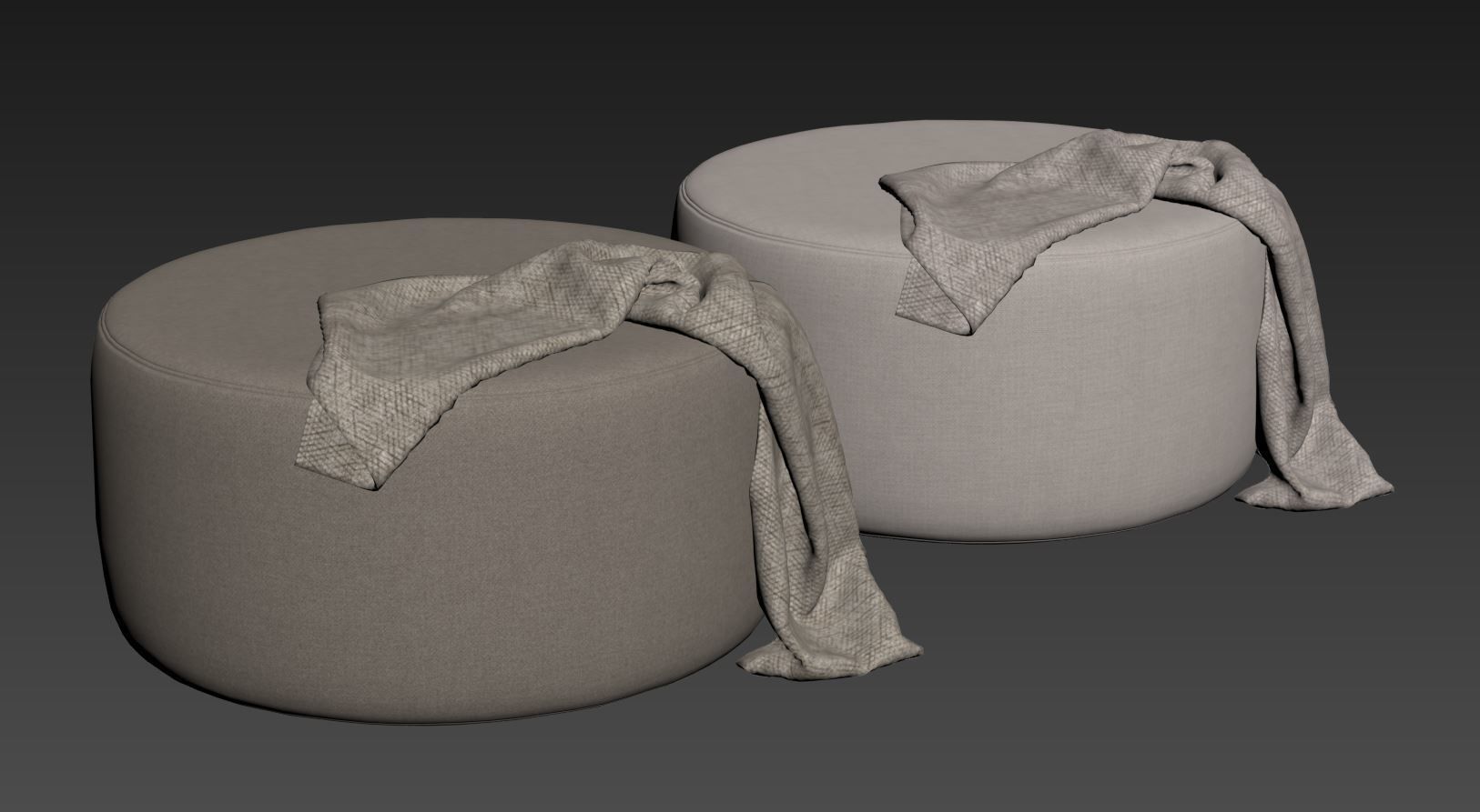 Spool 600mm Fabric Ottoman by Kardiel 3D model_11