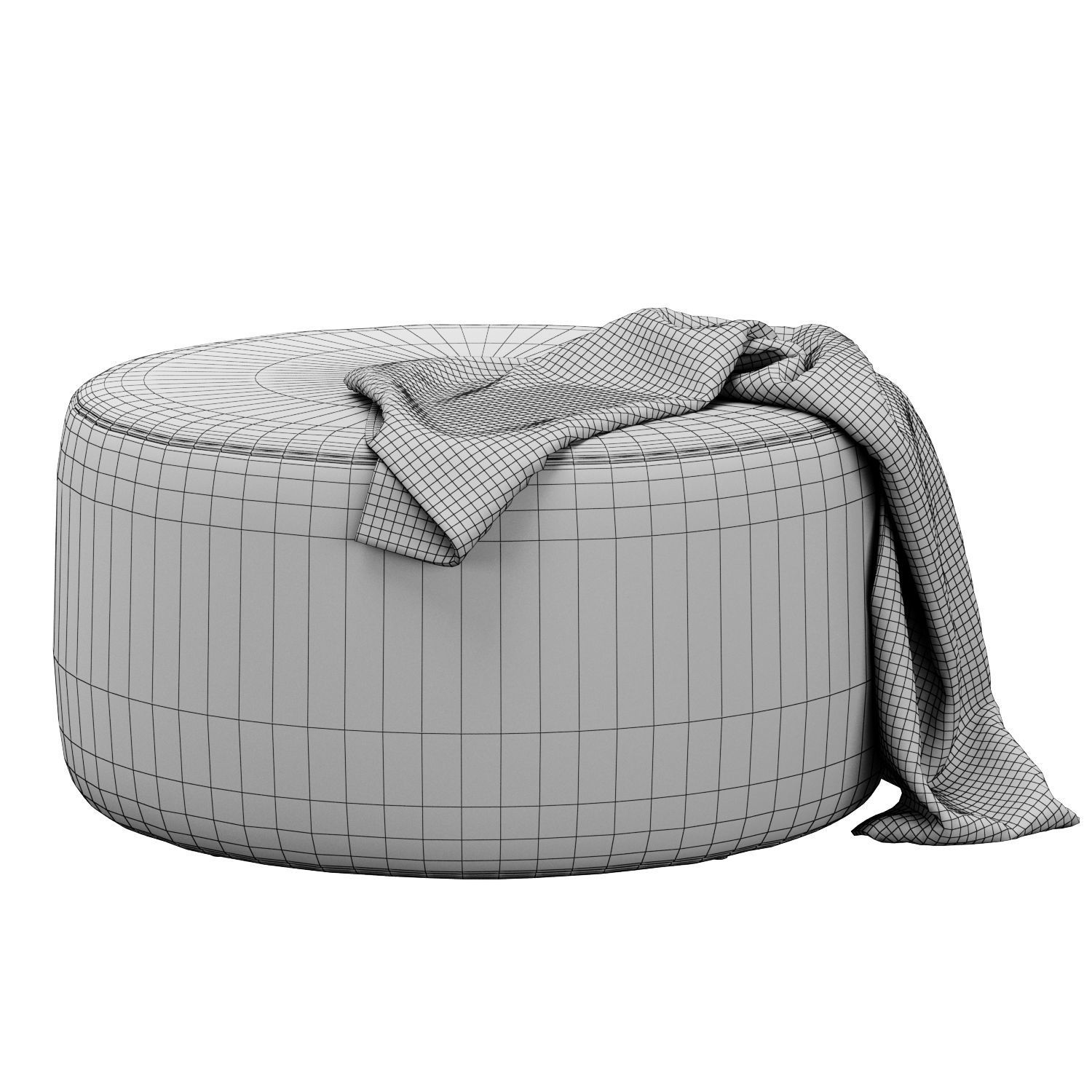 Spool 600mm Fabric Ottoman by Kardiel 3D model_5