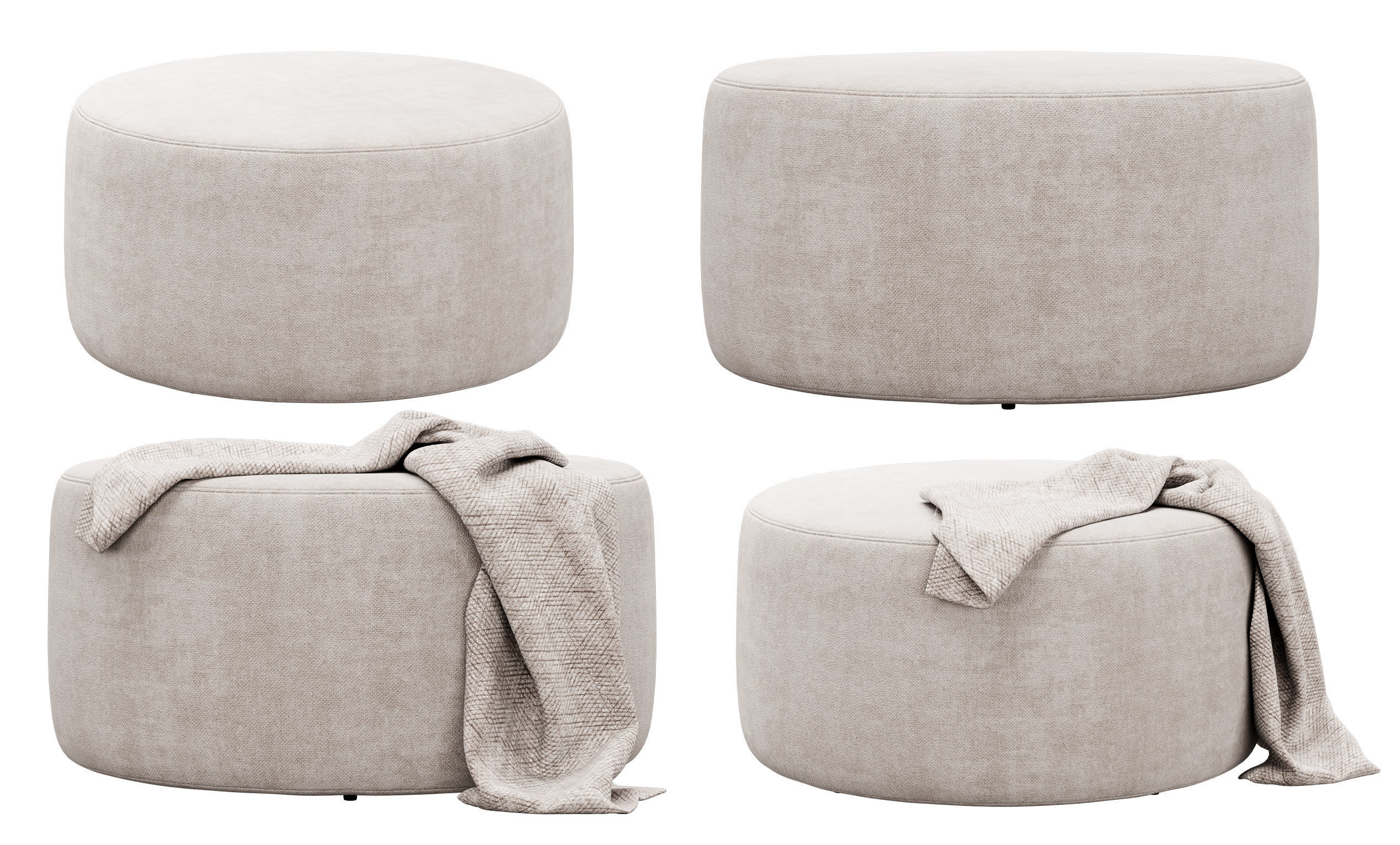 Spool 600mm Fabric Ottoman by Kardiel 3D model_2