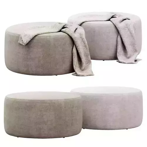 Spool 600mm Fabric Ottoman by Kardiel 3D model