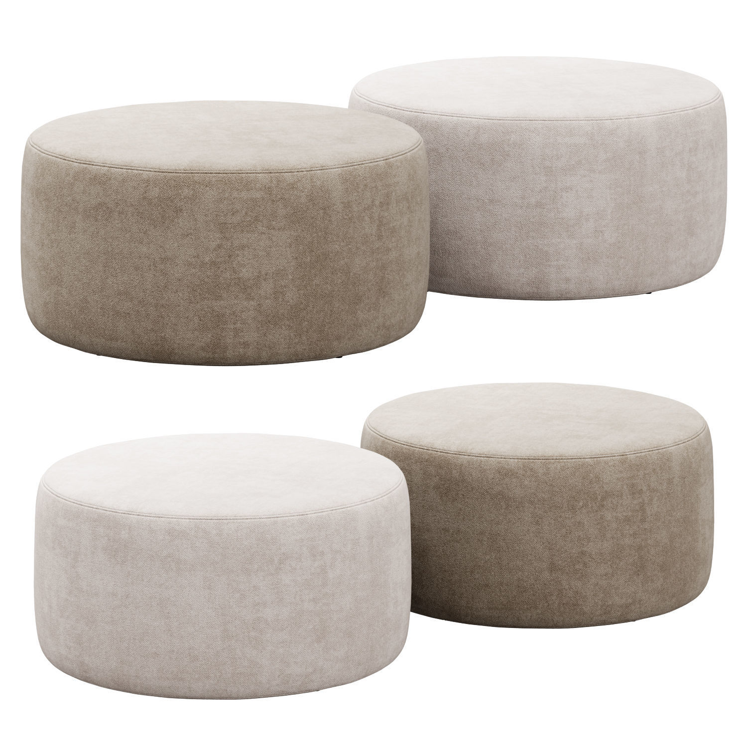 Spool 600mm Fabric Ottoman by Kardiel 3D model_3