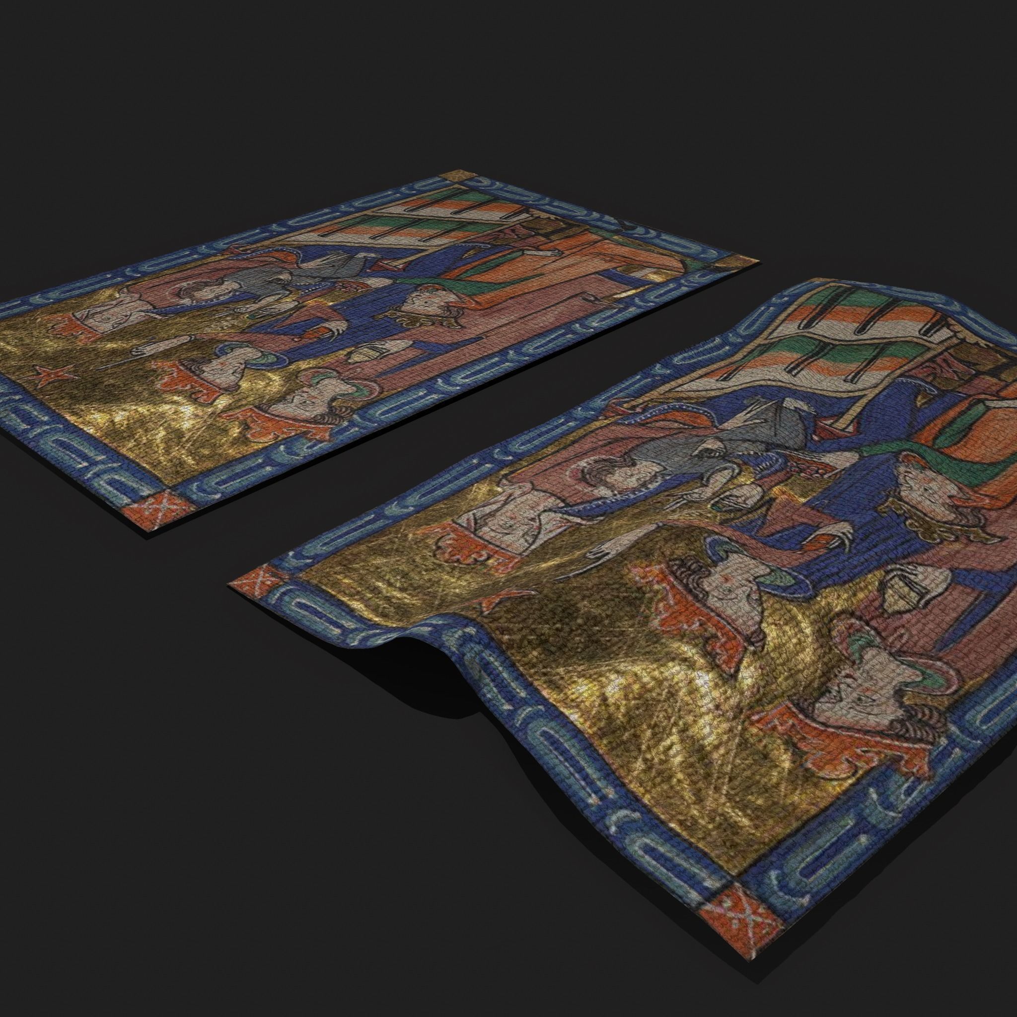 Carrow Psalter Adoration of the Magi Tapestry Low-poly 3D model_2