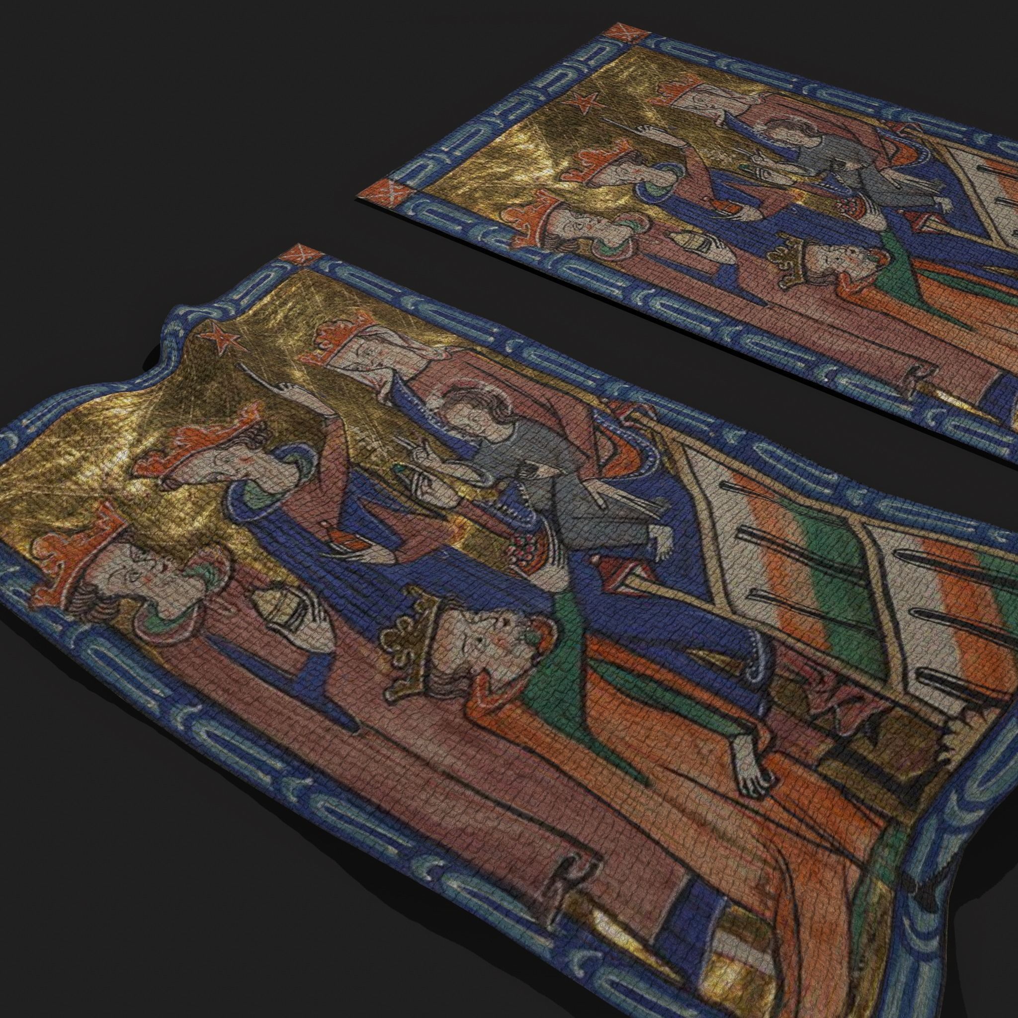 Carrow Psalter Adoration of the Magi Tapestry Low-poly 3D model_7