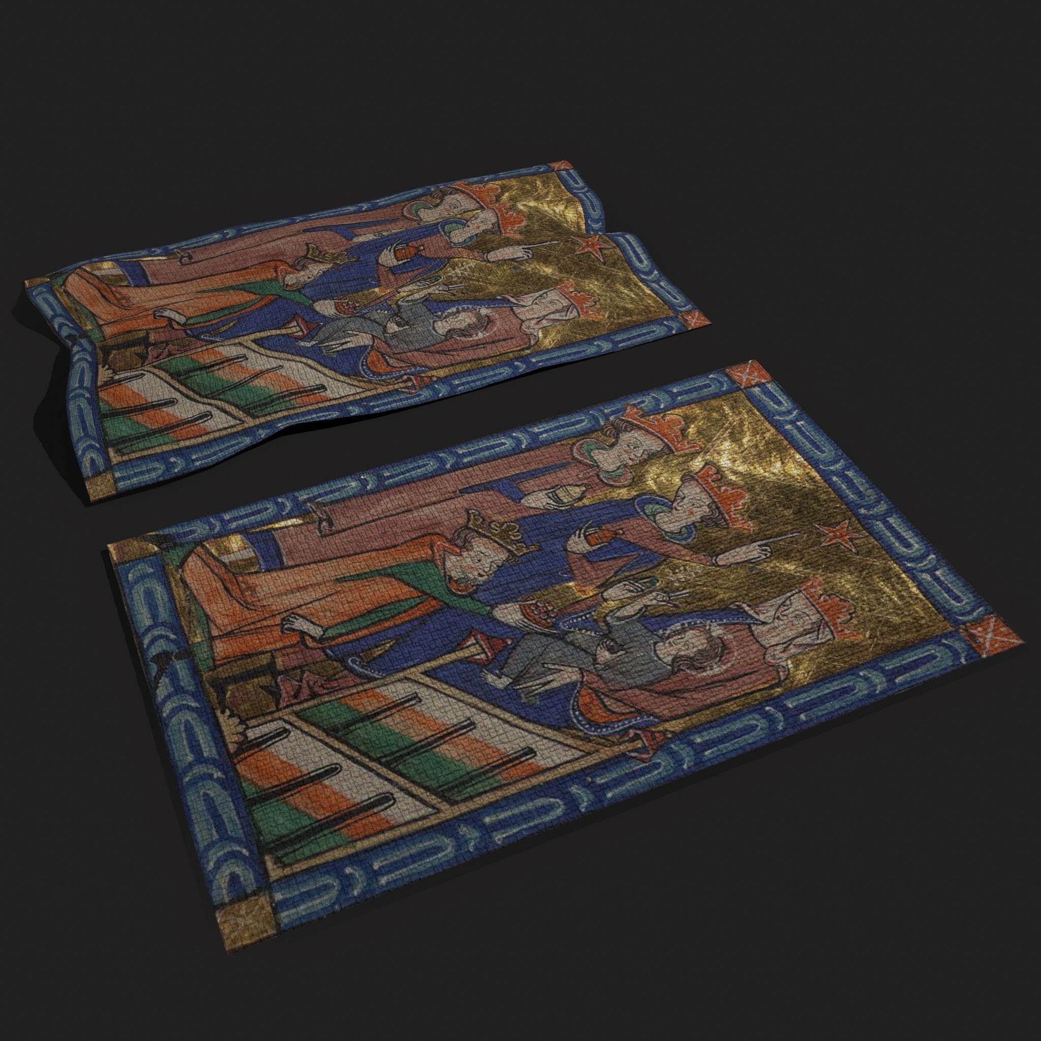 Carrow Psalter Adoration of the Magi Tapestry Low-poly 3D model_6